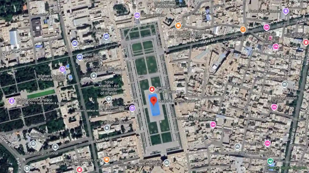 نقشه موقعیت مکانی میدان نقش جهان