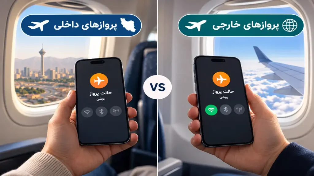 مقایسه قوانین استفاده از تلفن همراه در پروازهای داخلی و خارجی