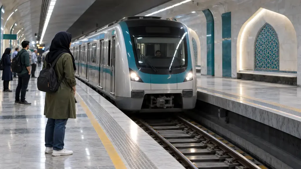 مسافران روی سکوی ایستگاه در انتظار قطار مترو