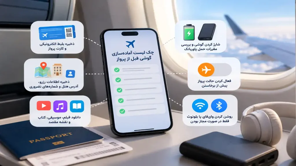 چک لیست آمادهسازی گوشی قبل از پرواز