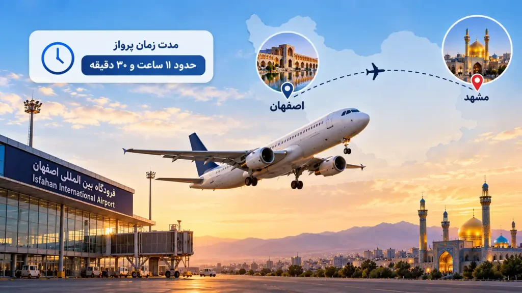 فاصله اصفهان تا مشهد با هواپیما چقدر است؟